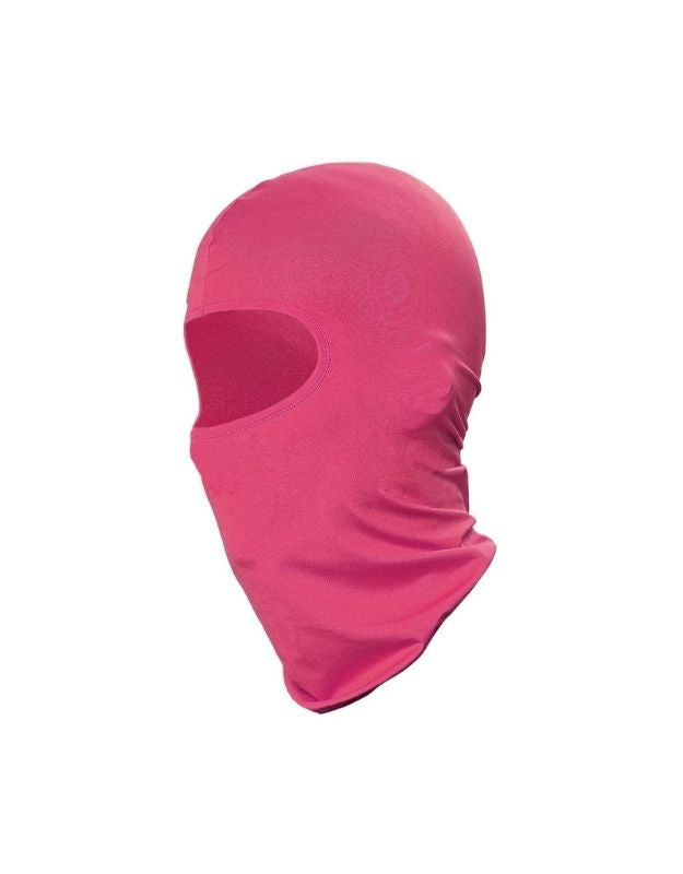 Magenta lightweight balaclava face mask with single eye opening